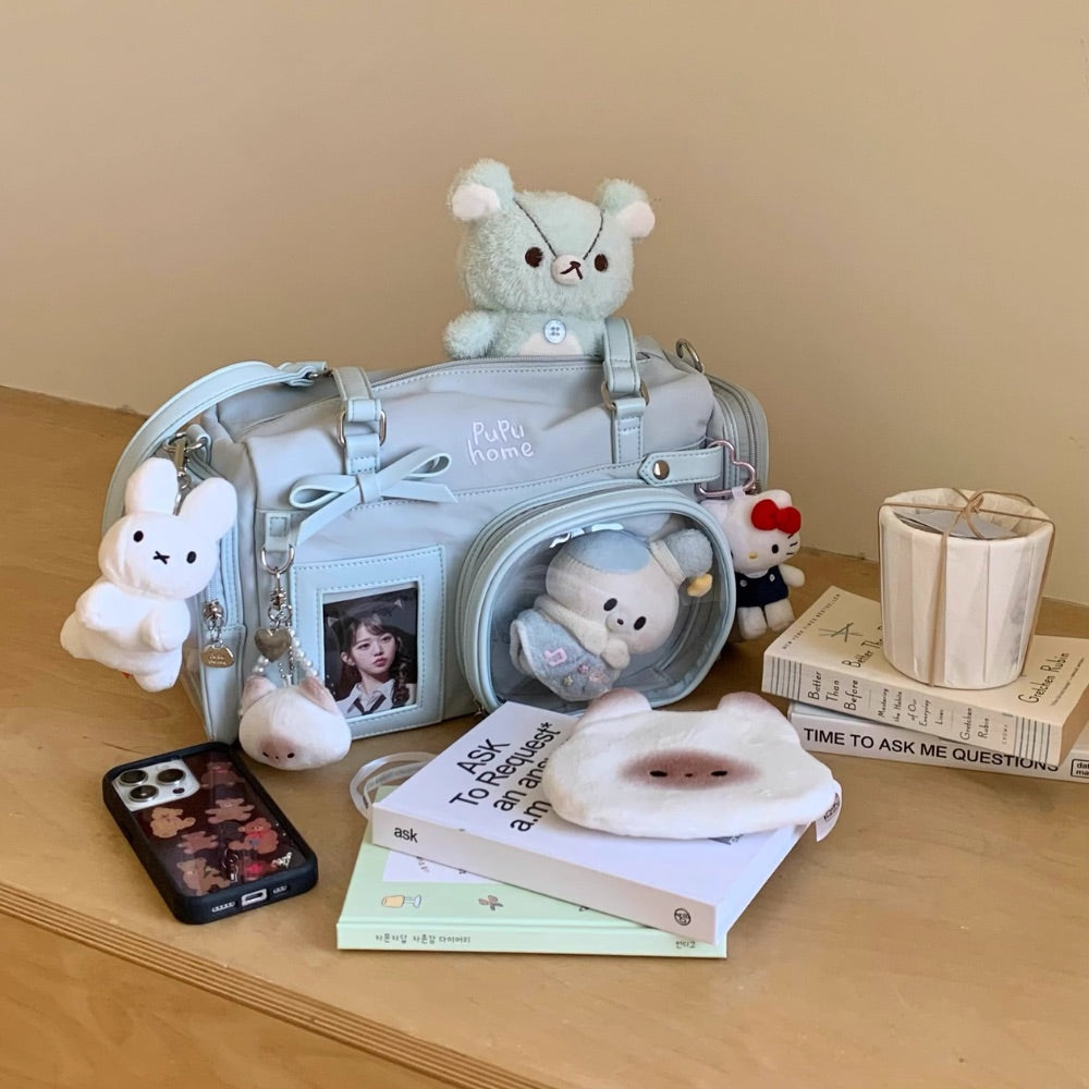 Multi-Compartment Nylon Bow Shoulder/Crossbody Ita Bags