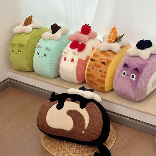 Original Creamy Swiss Roll Cat Plush Pillow