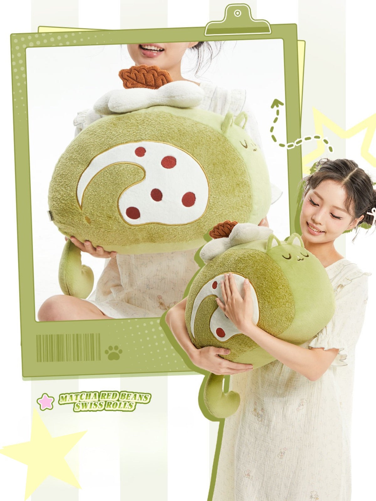 Original Creamy Swiss Roll Cat Plush Pillow