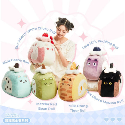 Original Creamy Swiss Roll Cat Plush Pillow