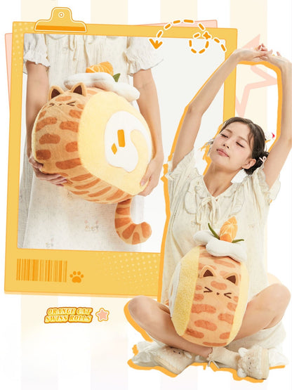Original Creamy Swiss Roll Cat Plush Pillow