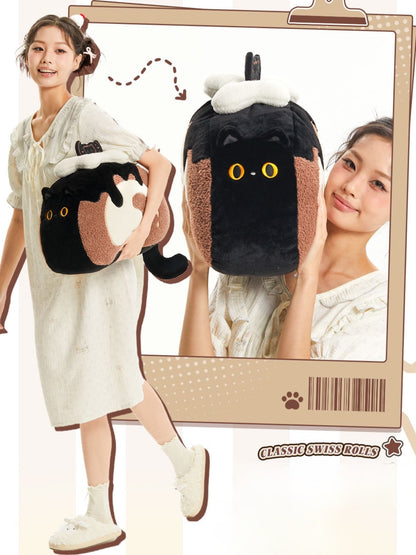 Original Creamy Swiss Roll Cat Plush Pillow