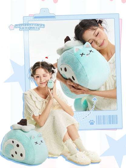 Original Creamy Swiss Roll Cat Plush Pillow