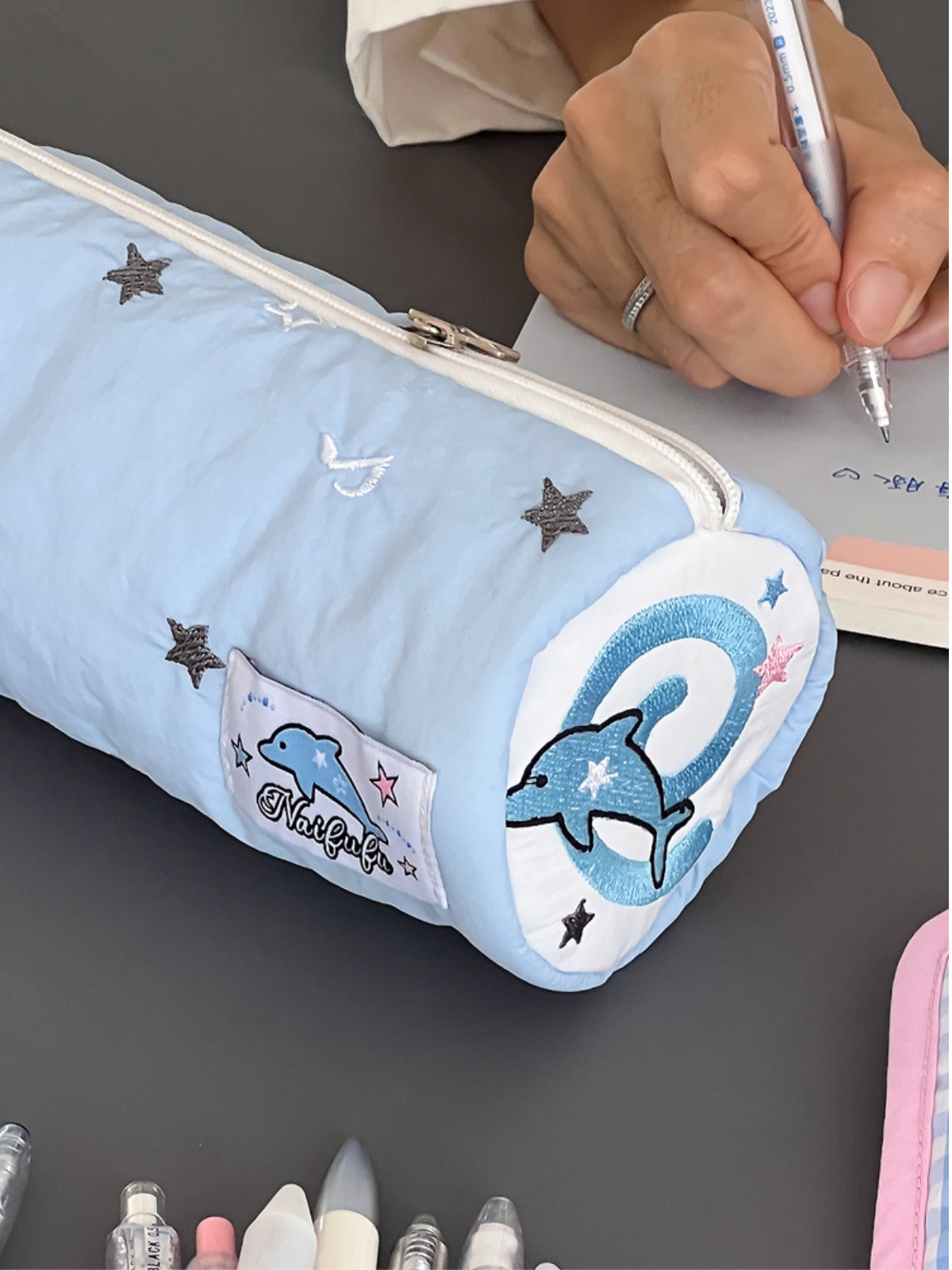 Original Design Blue Dolphin Pencil Pouch