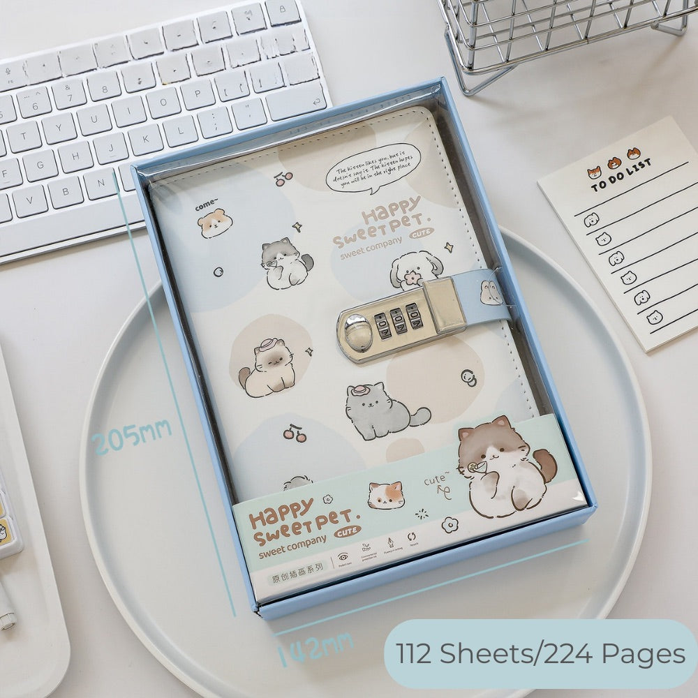 Paws & Pages Lockable Private Journal – Full-Color Illustrated Notebook