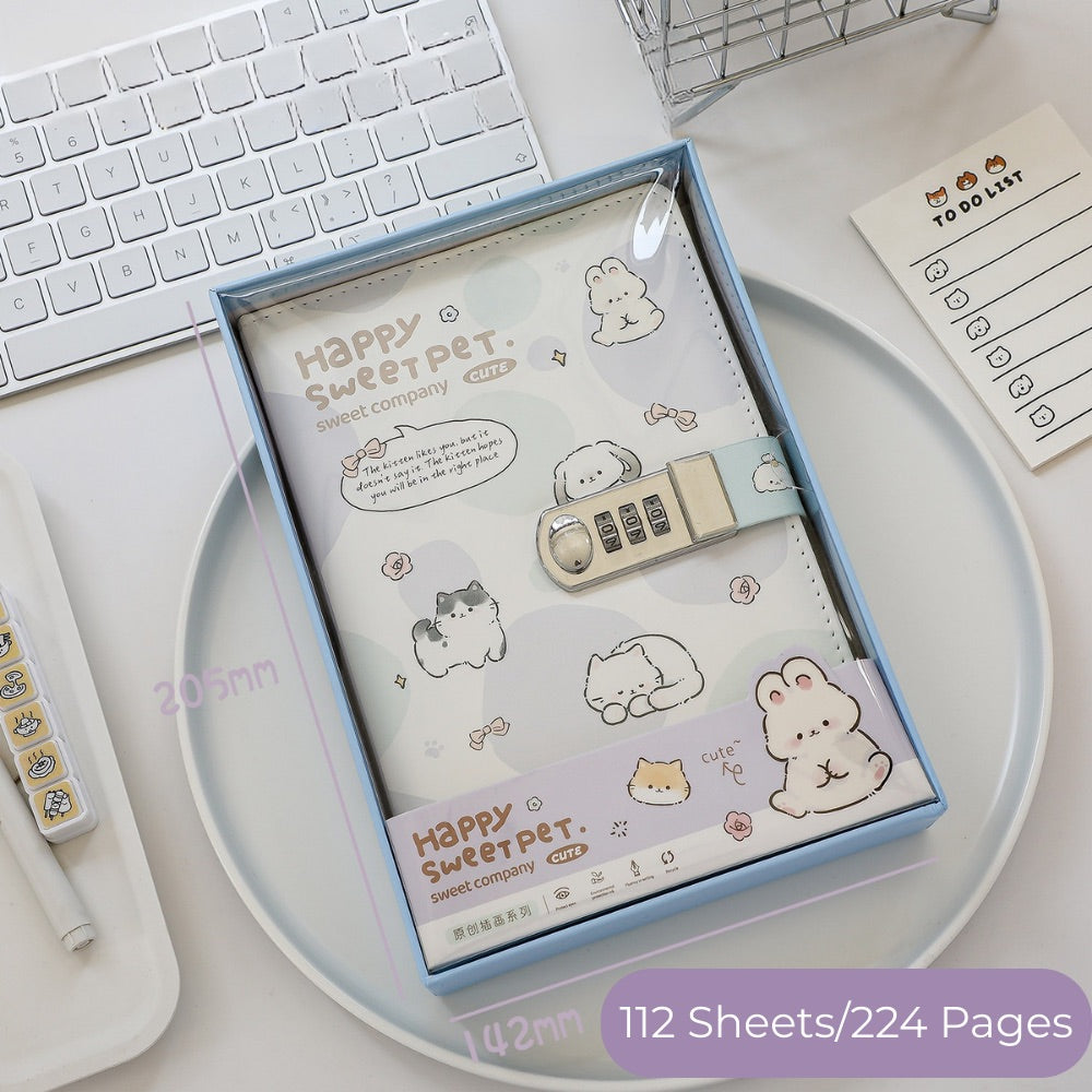 Paws & Pages Lockable Private Journal – Full-Color Illustrated Notebook