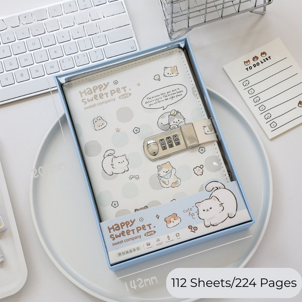 Paws & Pages Lockable Private Journal – Full-Color Illustrated Notebook