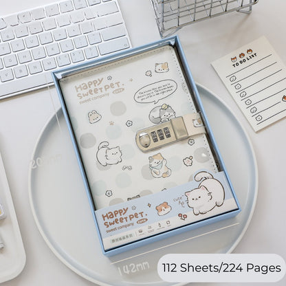 Paws & Pages Lockable Private Journal – Full-Color Illustrated Notebook