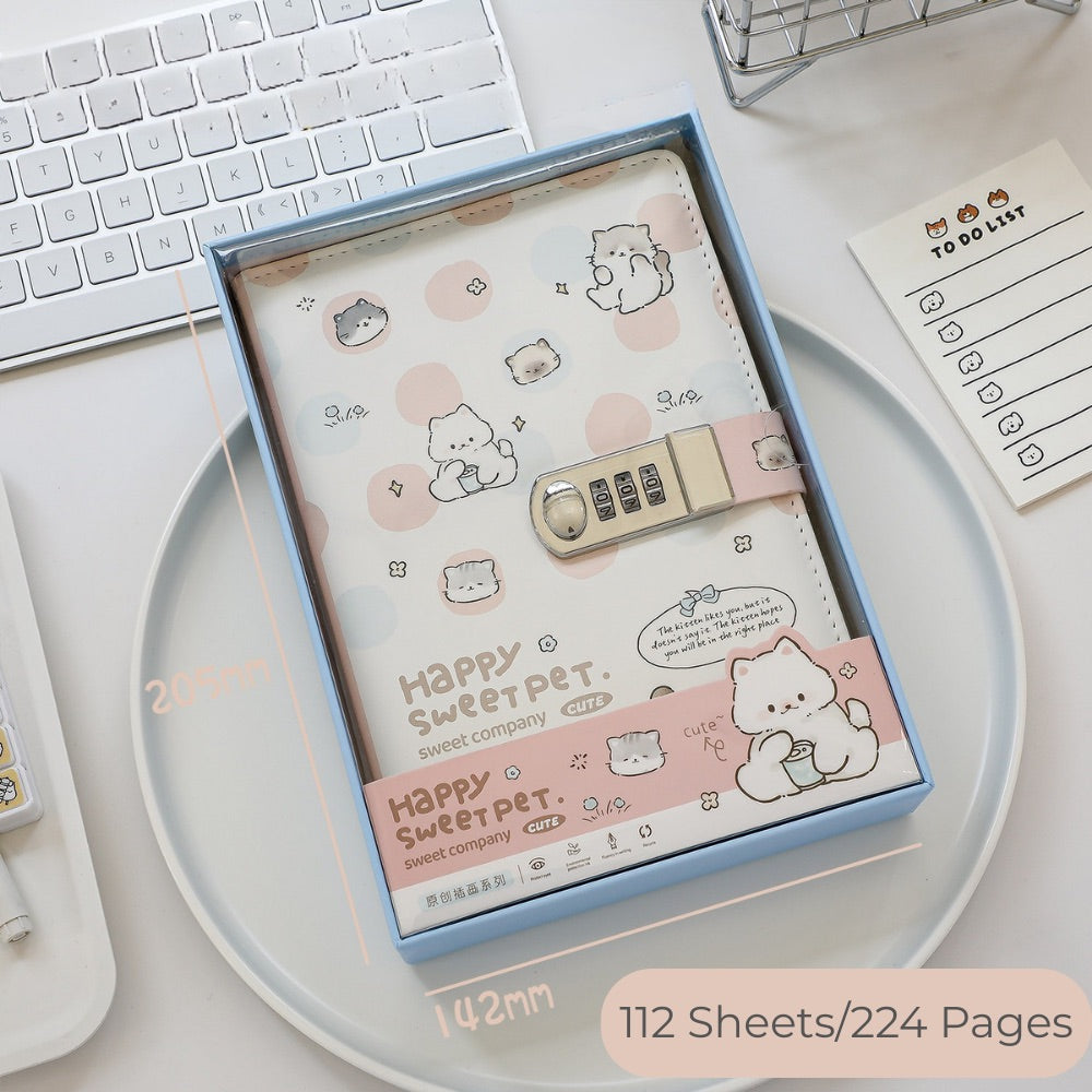 Paws & Pages Lockable Private Journal – Full-Color Illustrated Notebook