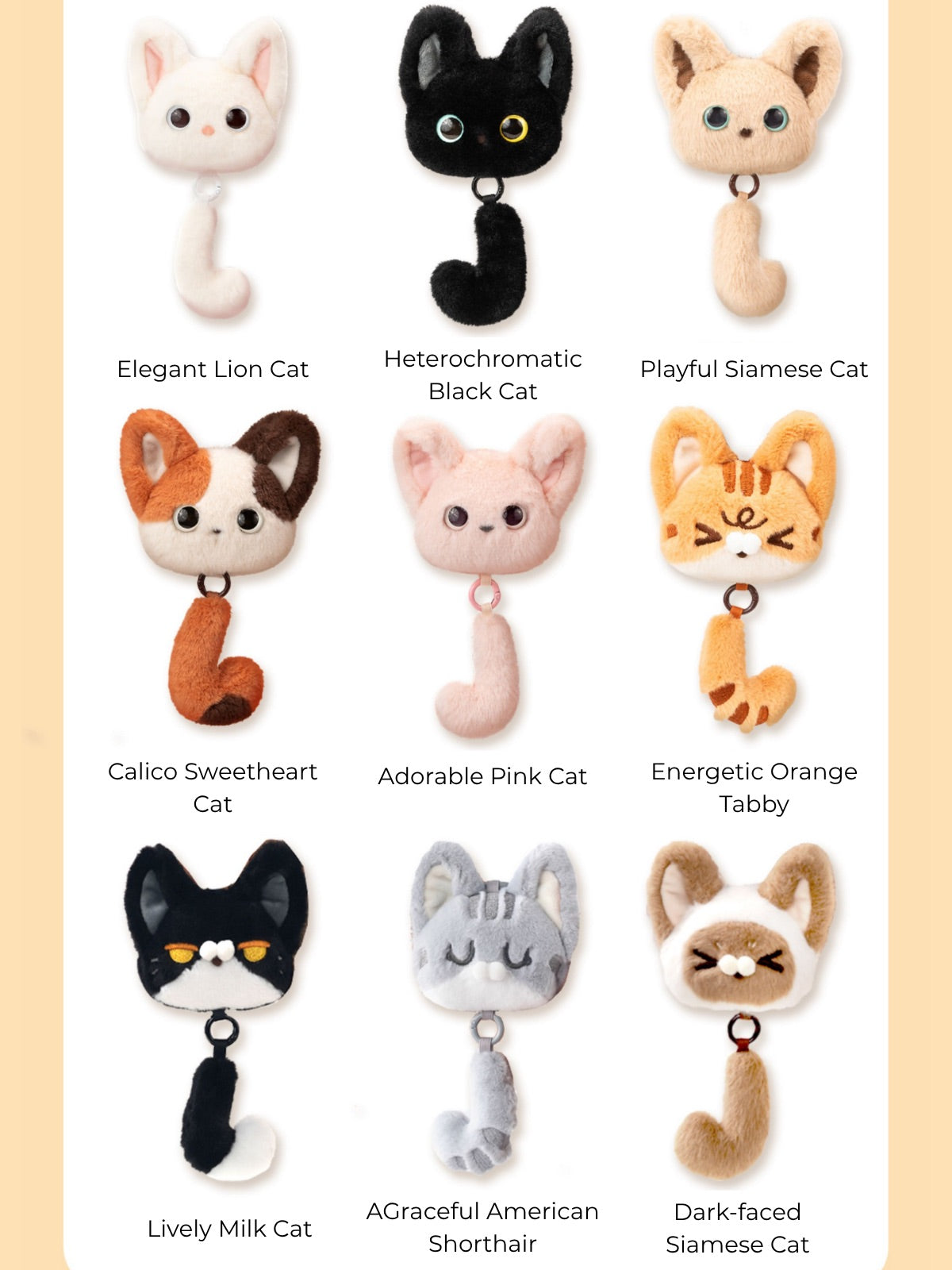 Original Plush Cat Head & Tail Charm Set