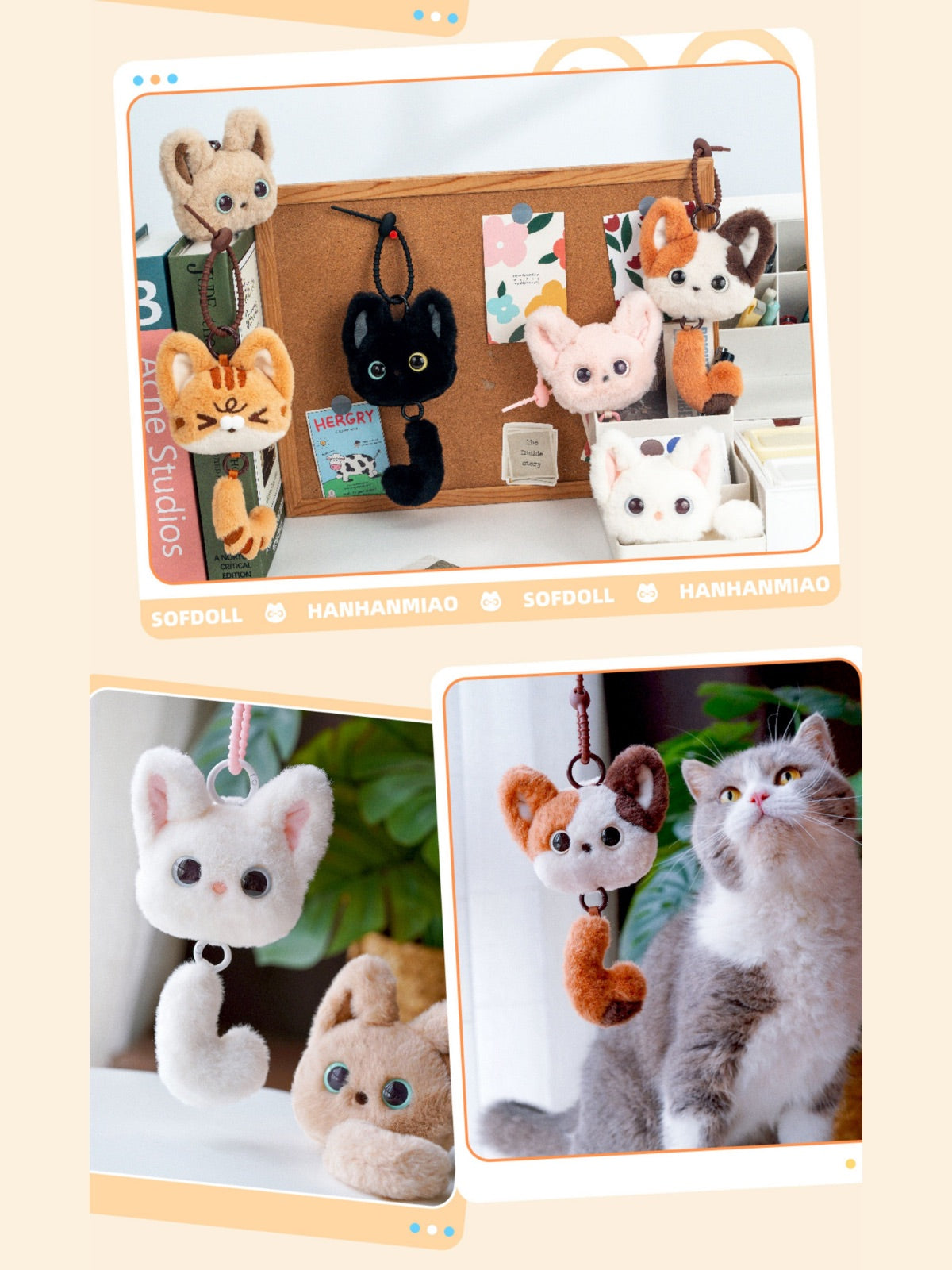 Original Plush Cat Head & Tail Charm Set