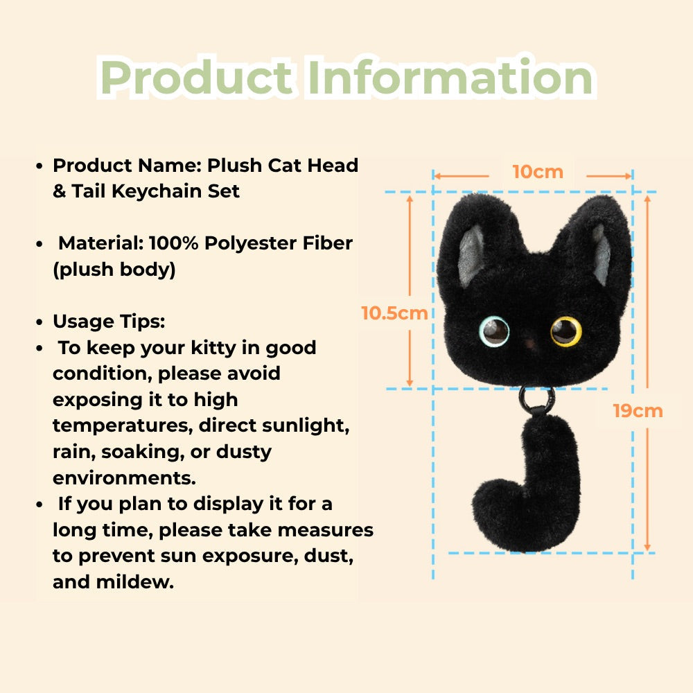 Original Plush Cat Head & Tail Charm Set