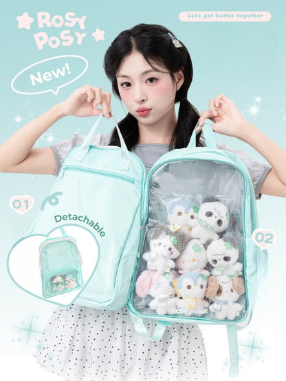 Transparent Window Large Capacity 2 Bags In 1 Detachable Backpack