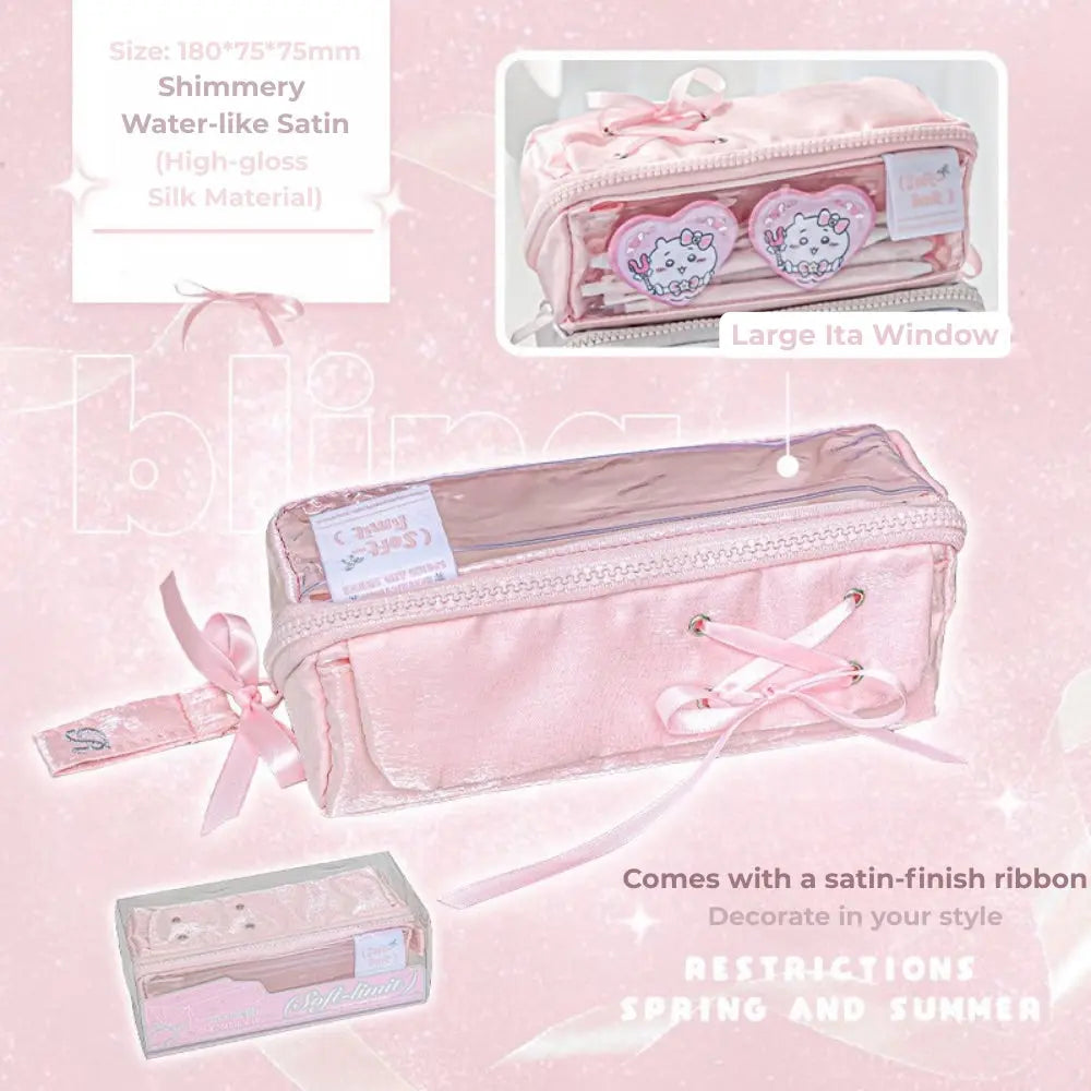 Prism Ballet Ribbon Pencil Pouch – Satin Triple Compartment Case