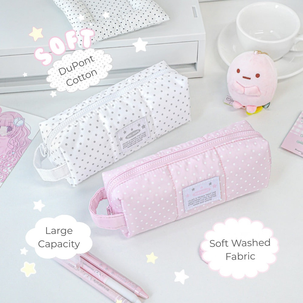 Soft Spot Puffy Pencil Case with Hand Strap
