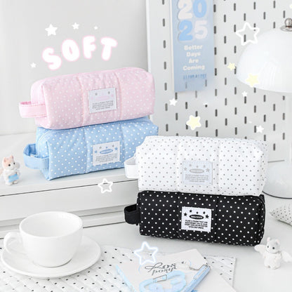 Soft Spot Puffy Pencil Case with Hand Strap