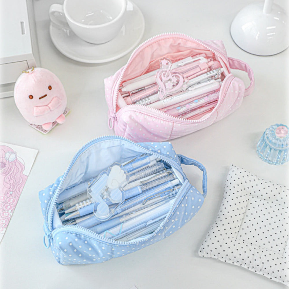 Soft Spot Puffy Pencil Case with Hand Strap