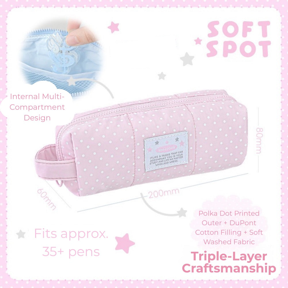 Soft Spot Puffy Pencil Case with Hand Strap