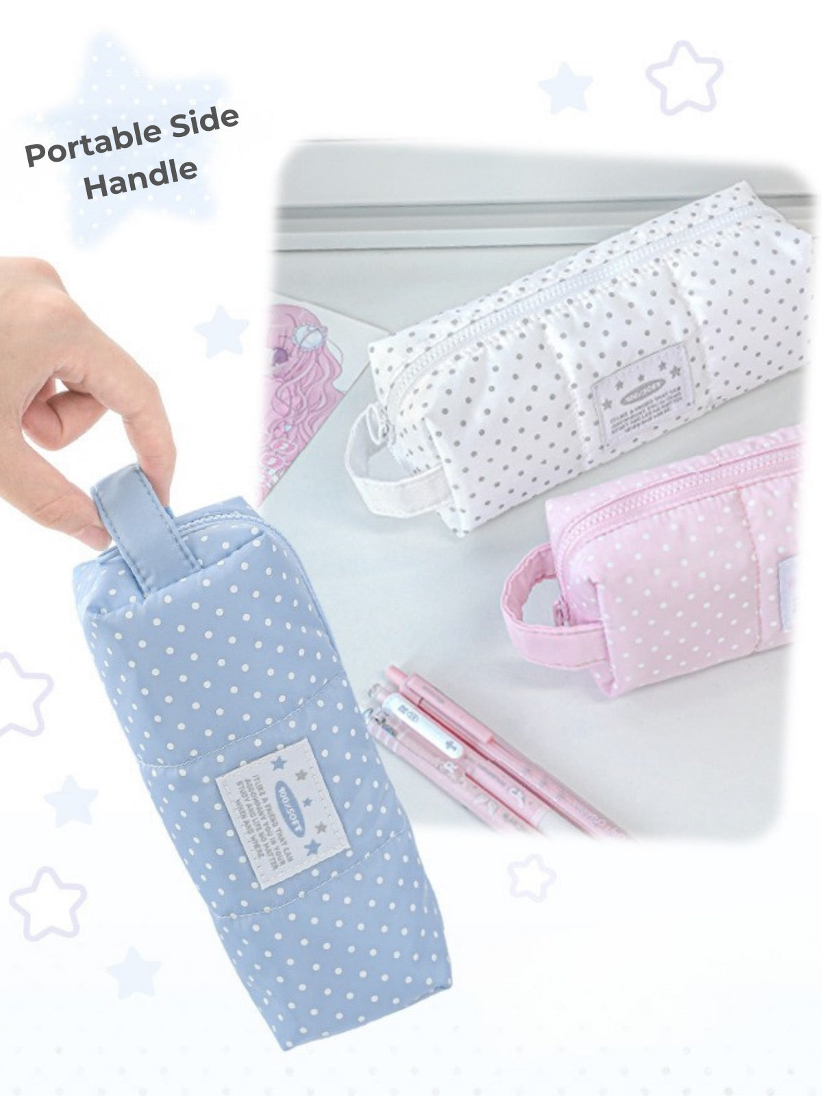 Soft Spot Puffy Pencil Case with Hand Strap