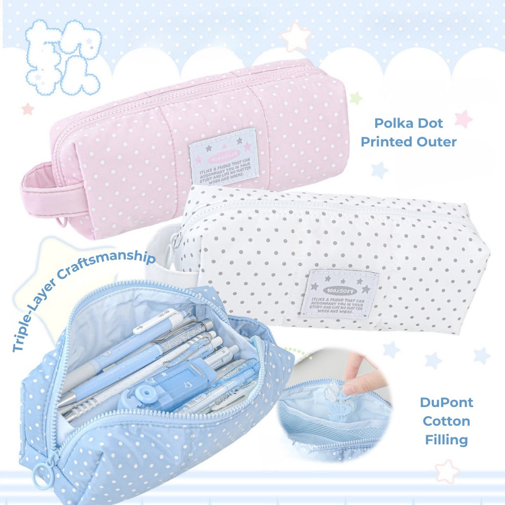 Soft Spot Puffy Pencil Case with Hand Strap