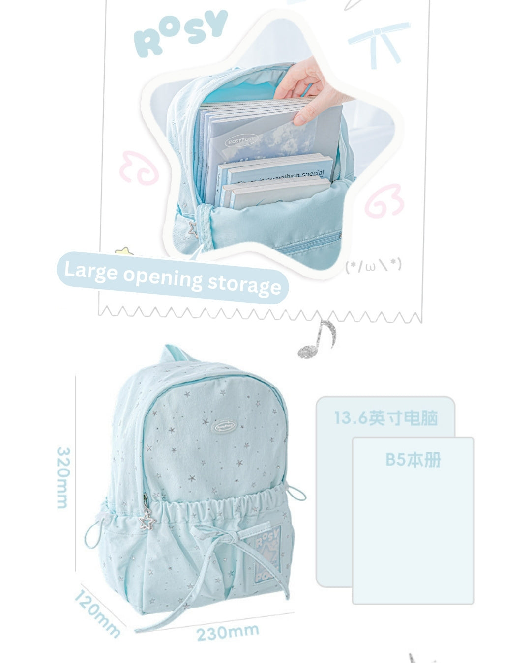 Star Accent Lightweight Daypack for School & Commute