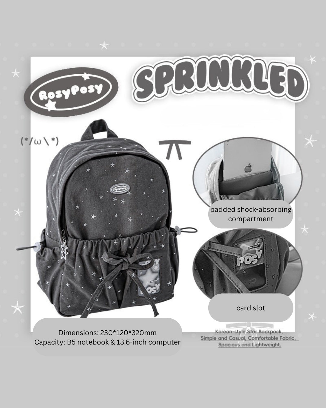 Star Accent Lightweight Daypack for School & Commute