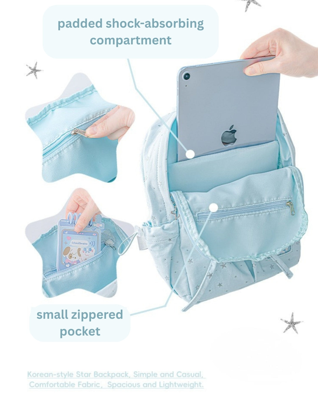 Star Accent Lightweight Daypack for School & Commute