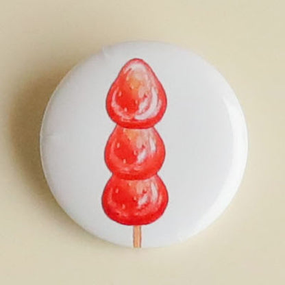 Cute Strawberry Dessert Badge 25mm Diameter