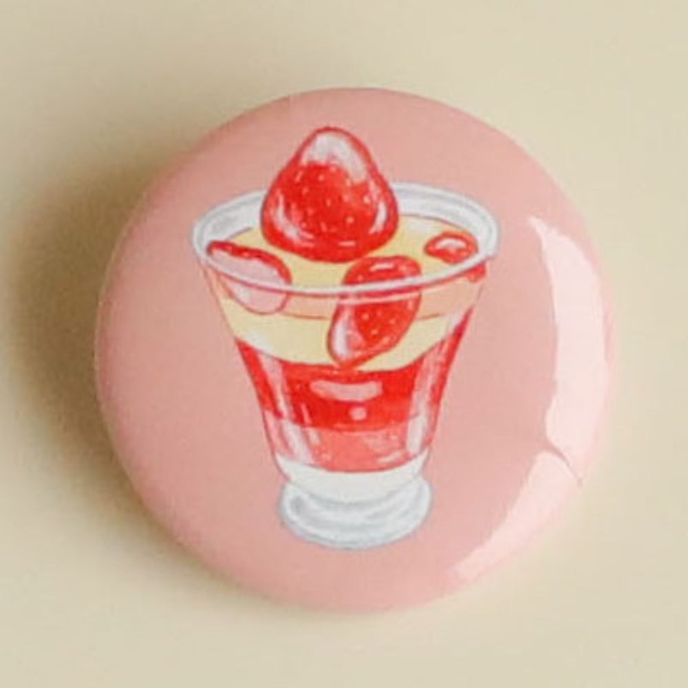 Cute Strawberry Dessert Badge 25mm Diameter