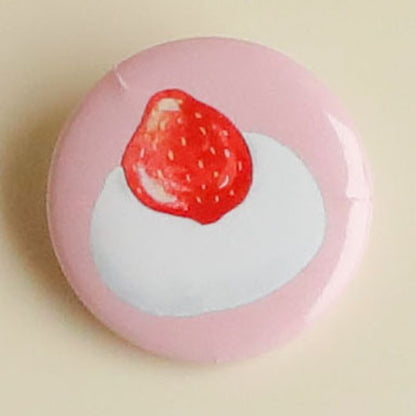 Cute Strawberry Dessert Badge 25mm Diameter