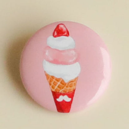 Cute Strawberry Dessert Badge 25mm Diameter