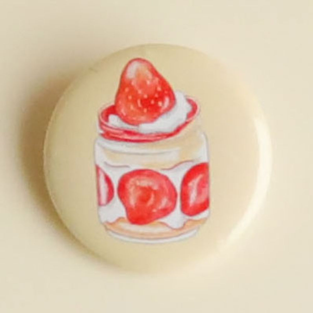 Cute Strawberry Dessert Badge 25mm Diameter