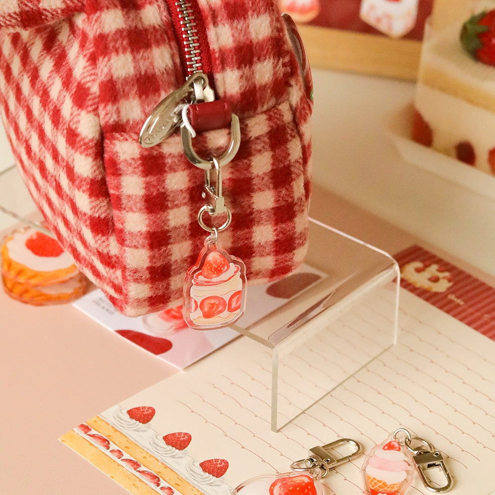 Strawberry Dessert Collection Keychain Acrylic Pendant