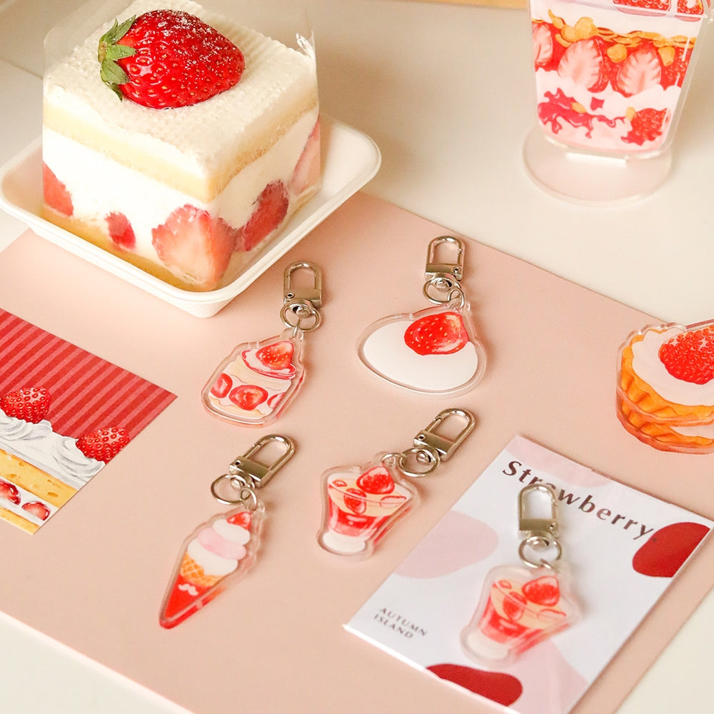 Strawberry Dessert Collection Keychain Acrylic Pendant