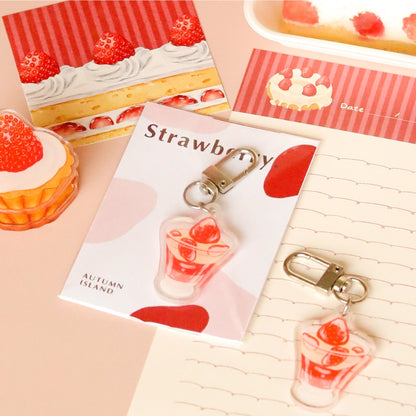 Strawberry Dessert Collection Keychain Acrylic Pendant