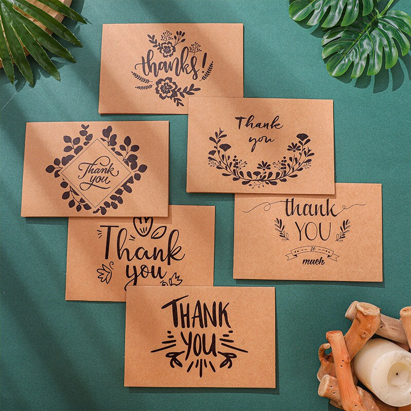 Vintage Khaki Thank You Cards Set with Envelopes