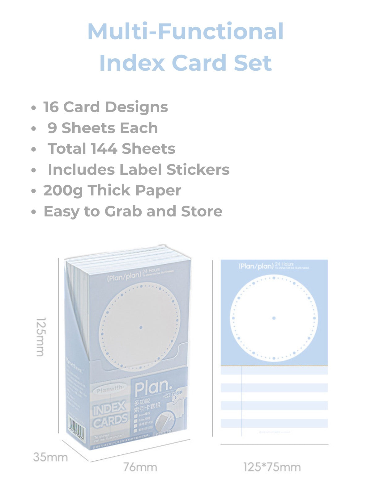 Useful Index Card Set – 144 Notes with Matching Tabs for Study & Work