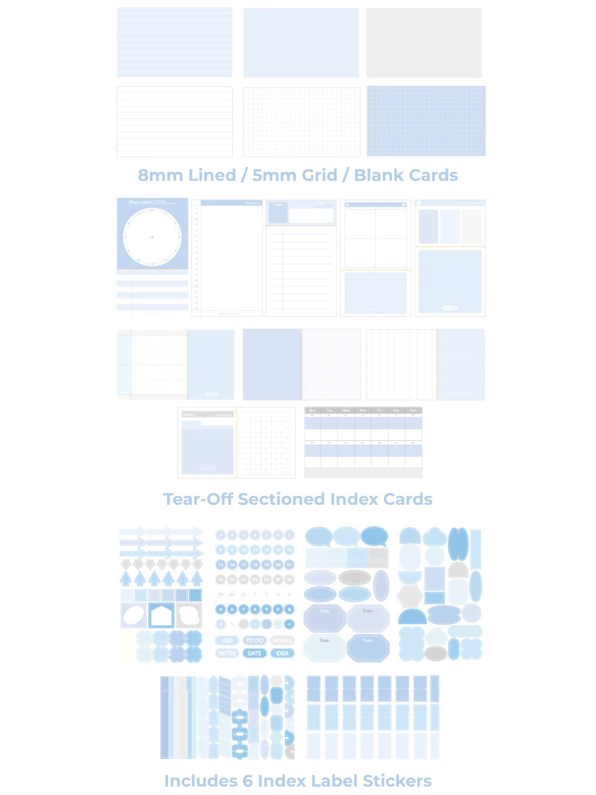 Useful Index Card Set – 144 Notes with Matching Tabs for Study & Work