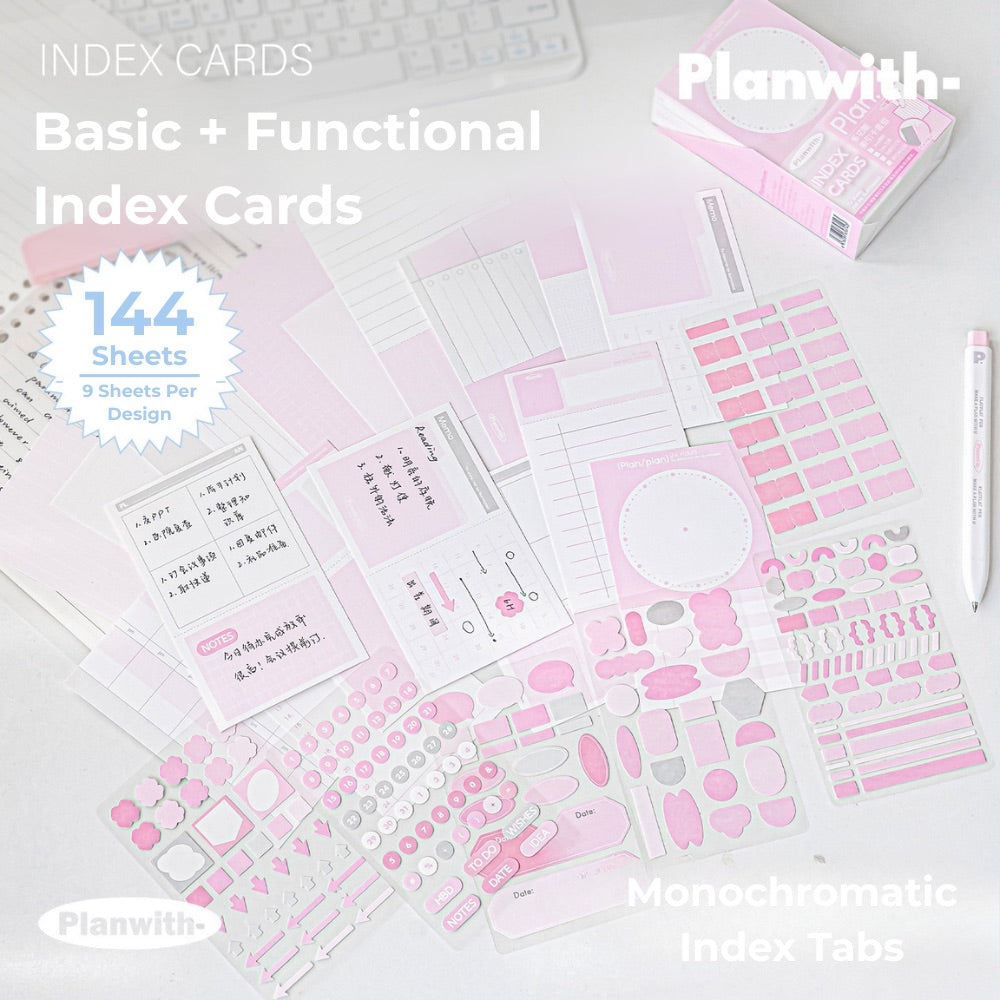 Useful Index Card Set – 144 Notes with Matching Tabs for Study & Work