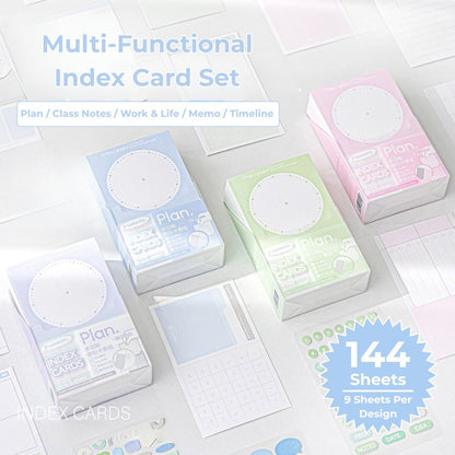 Useful Index Card Set – 144 Notes with Matching Tabs for Study & Work