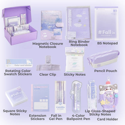 Lilac Purple Stationery Mystery Set - All-in-One School Supplies Gift