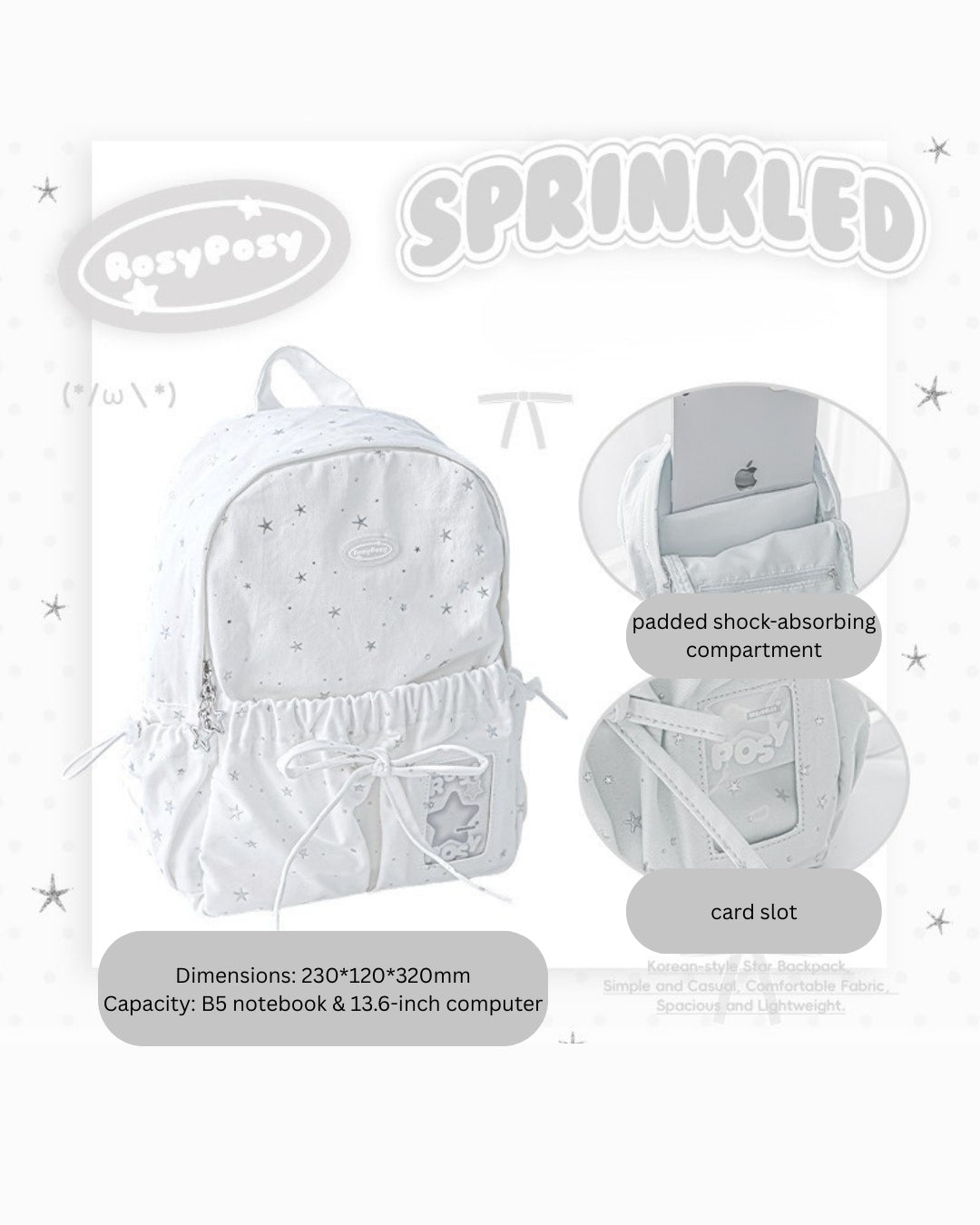 Star Accent Lightweight Daypack for School & Commute