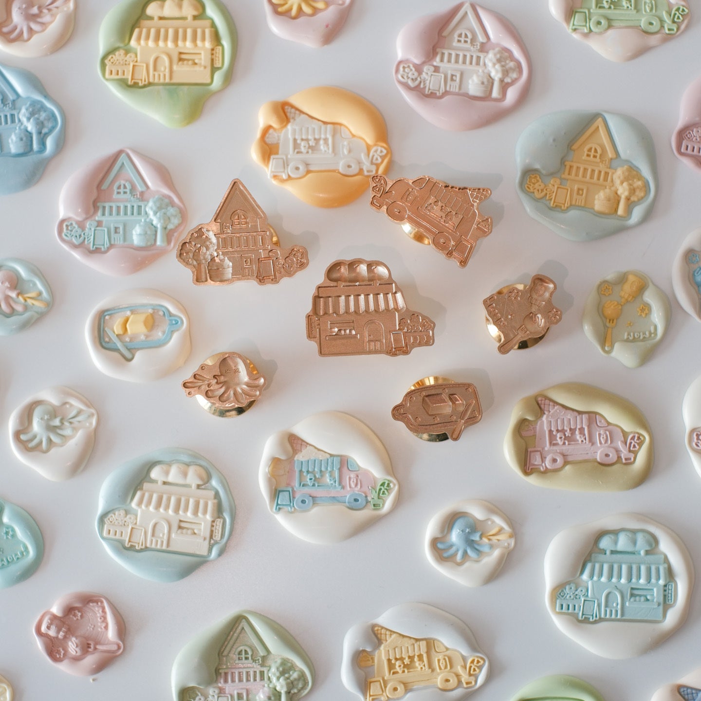 Brass Relief Food/Dessert Themes Wax Seal Stamps Head & Wooden Handle