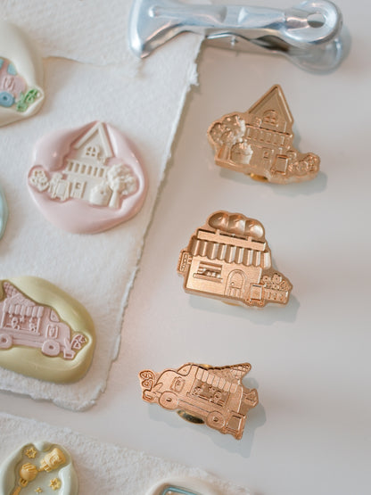 Brass Relief Food/Dessert Themes Wax Seal Stamps Head & Wooden Handle