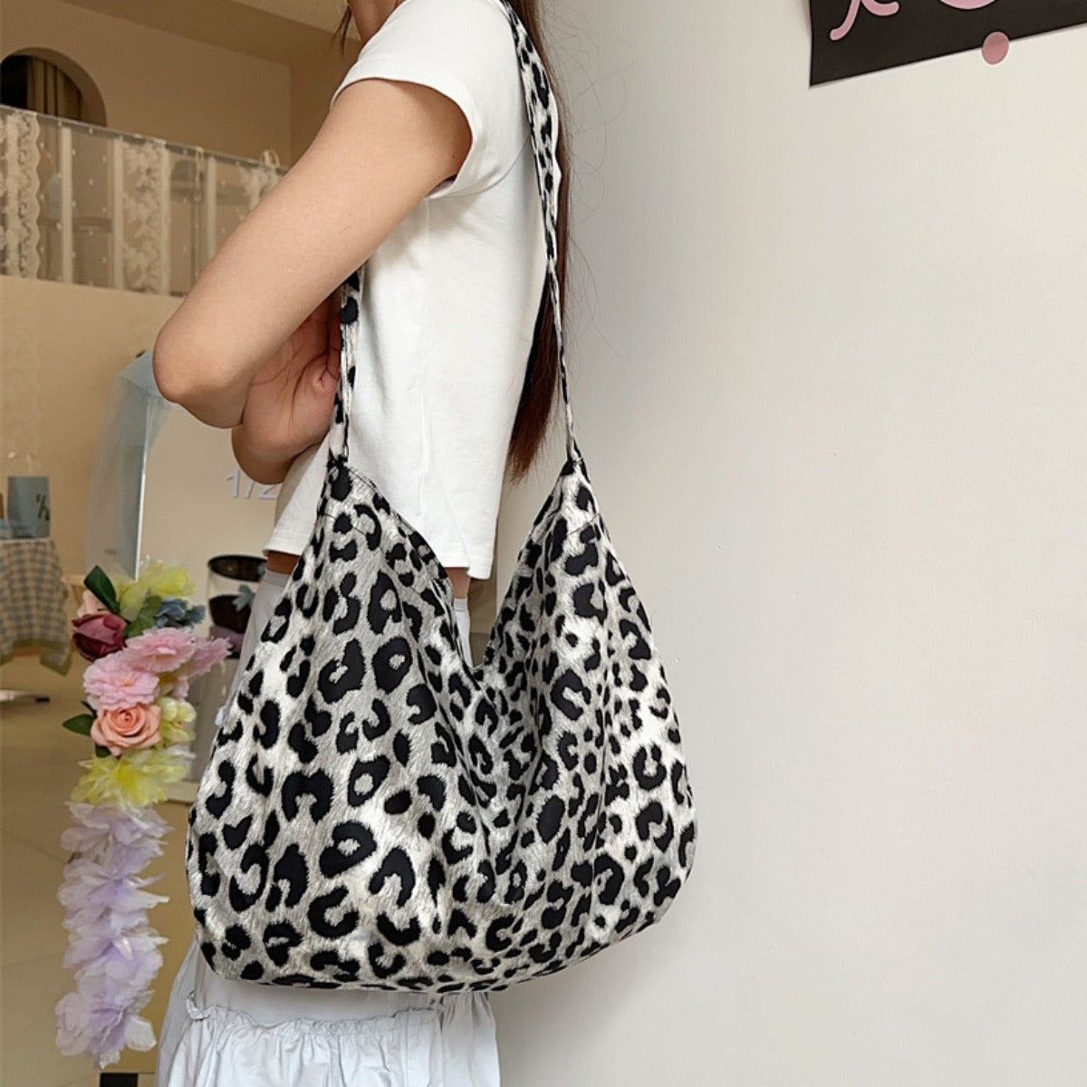 Bold Leopard Print Canvas Bag Large Capacity - 4 Colors