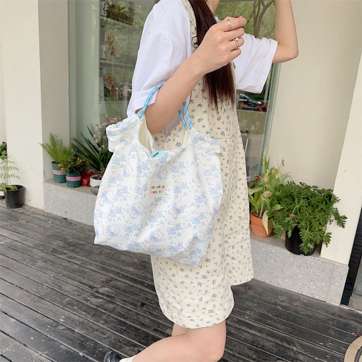 Cute Printed Pattern Canvas Bag - 5 Colors