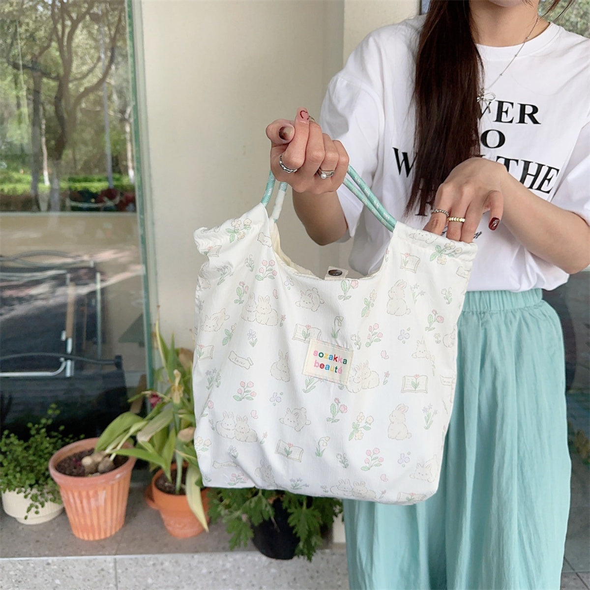 Cute Printed Pattern Canvas Bag - 5 Colors