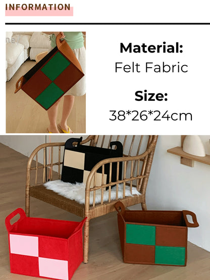 Retro Chic Felt Fabric Storage Box