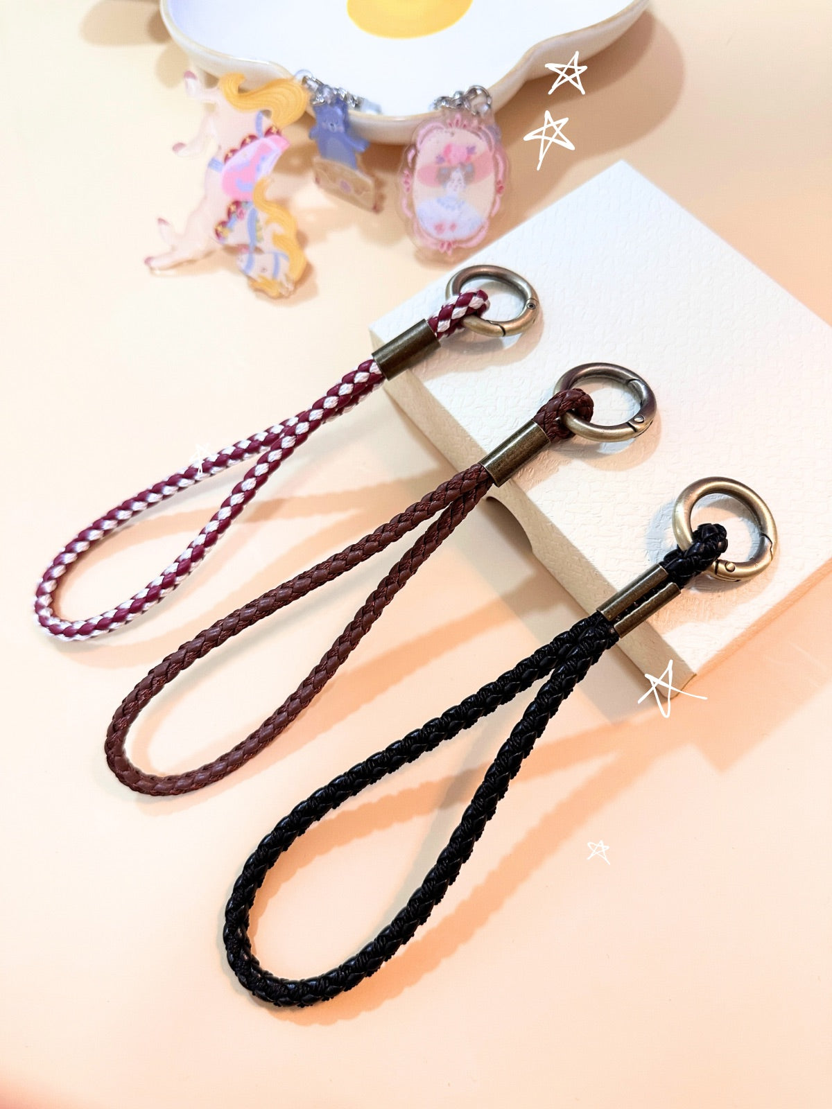 Retro PU Leather Braided Phone Strap with Pendant