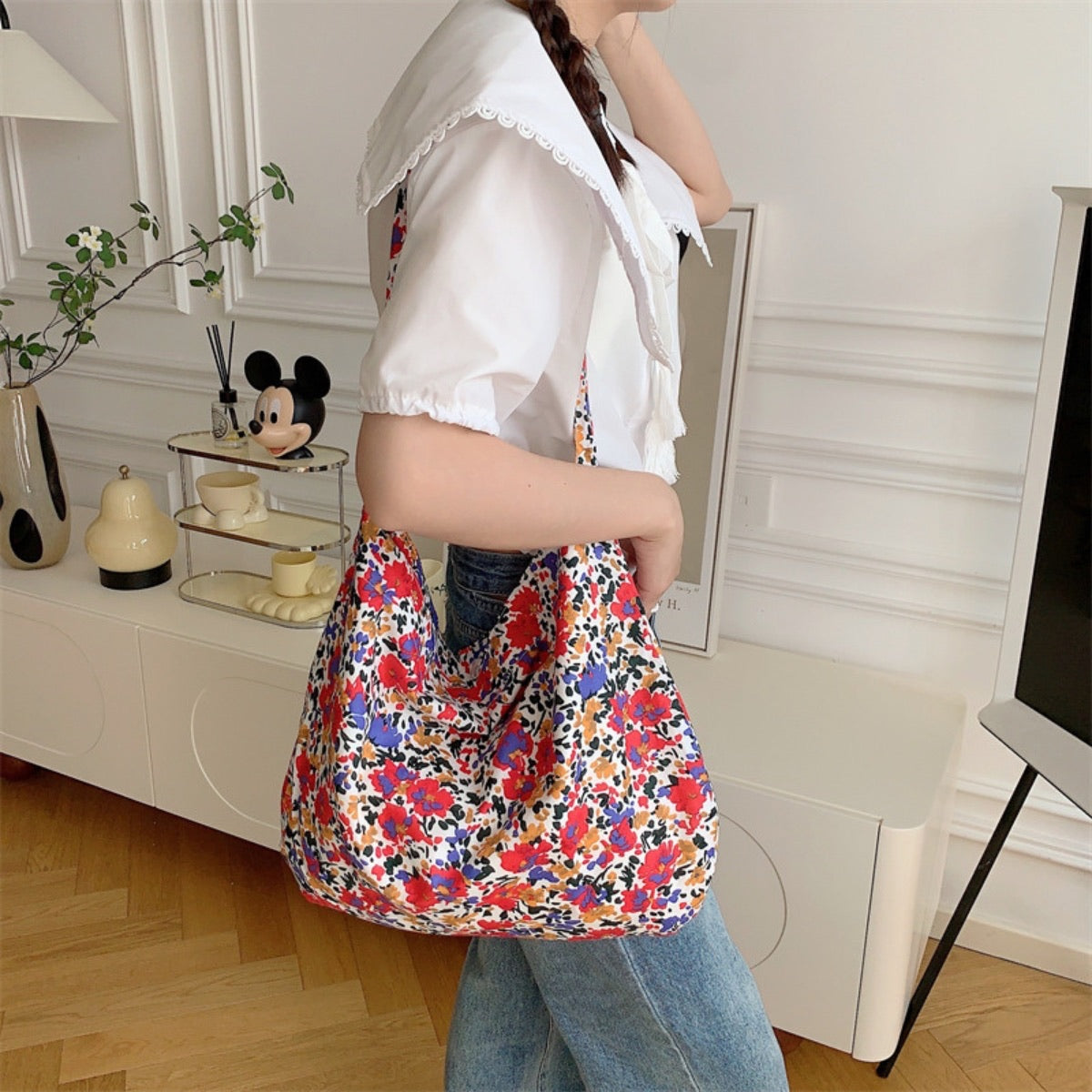 Romantic Bloom Canvas Bag Large Capacity - 4 Colors